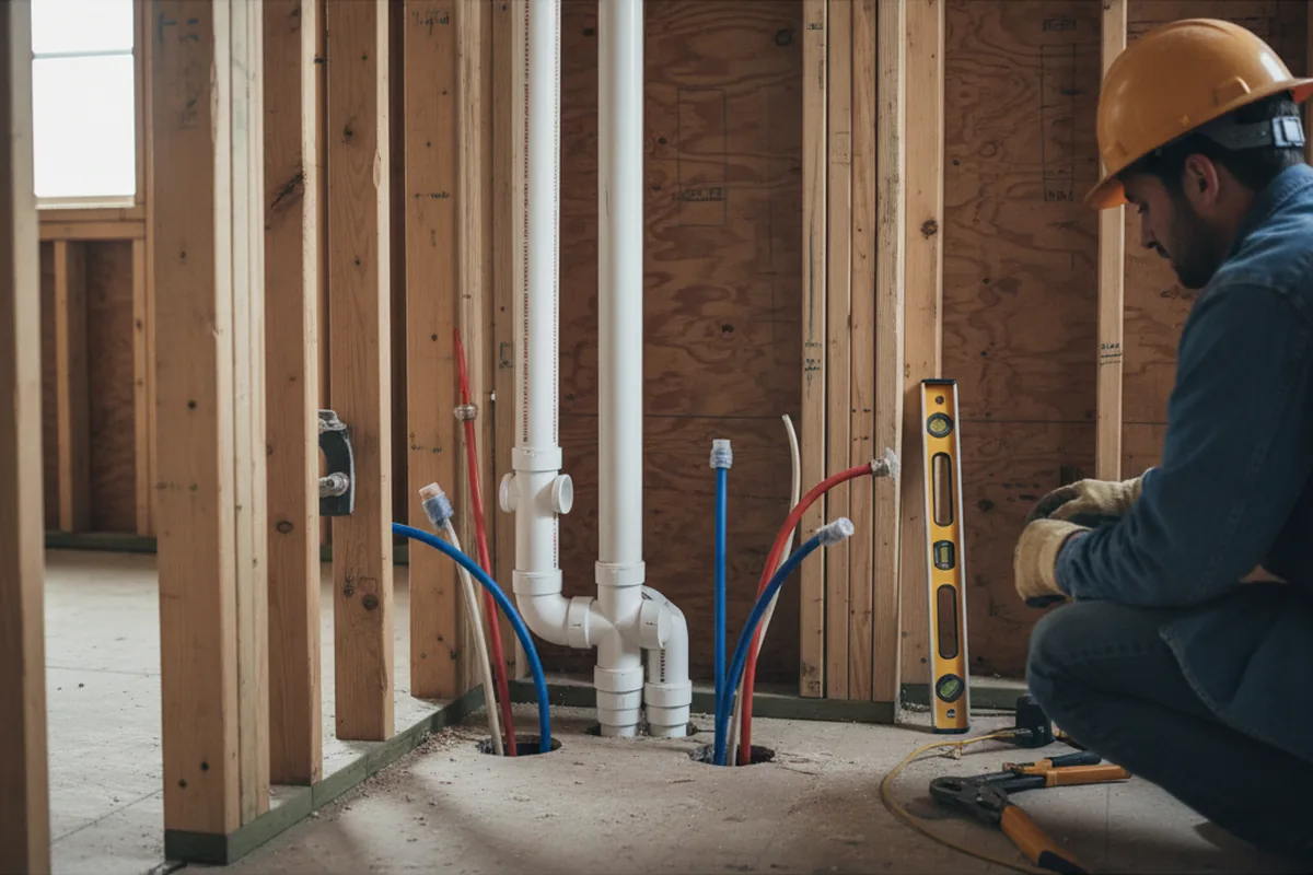 Drain and supply rough-in during Garbage Disposal Repair in Baxter