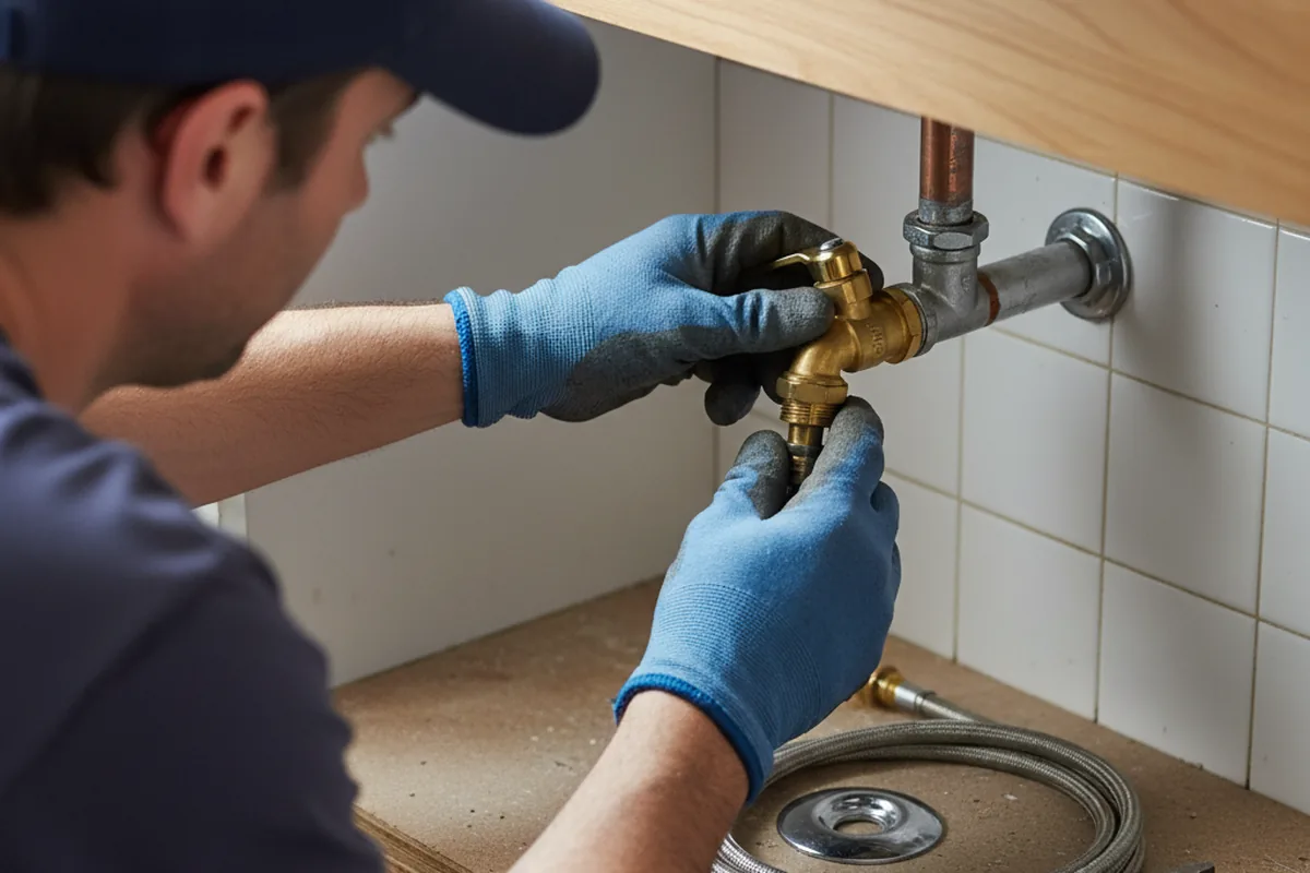 Shutoff valve and fitting work during Emergency Plumbing in Baxter